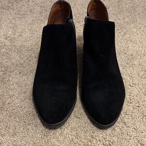 Lucky Brand Booties Black Suede Slip-On Chelsea Boots
